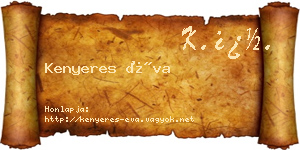 Kenyeres Éva névjegykártya